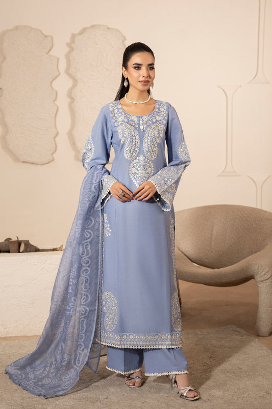 Motif Embroidered Jacquard Suit-4066