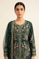 Motif Raw Silk Embroidered Suit-4258