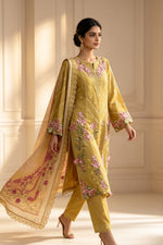 Motif Embroidered Cotton Suit-1838