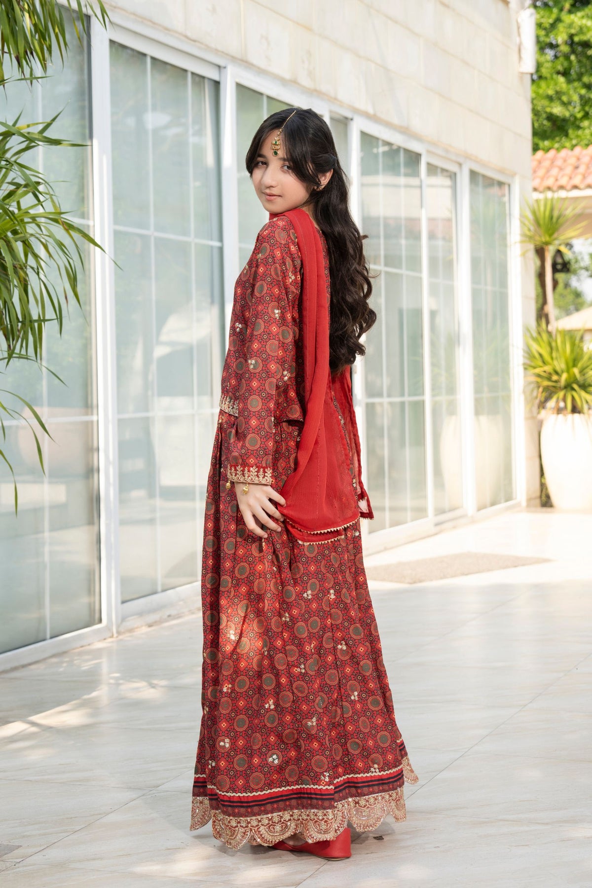 Motif Girls Poly Lawn Embroidered Suit-705