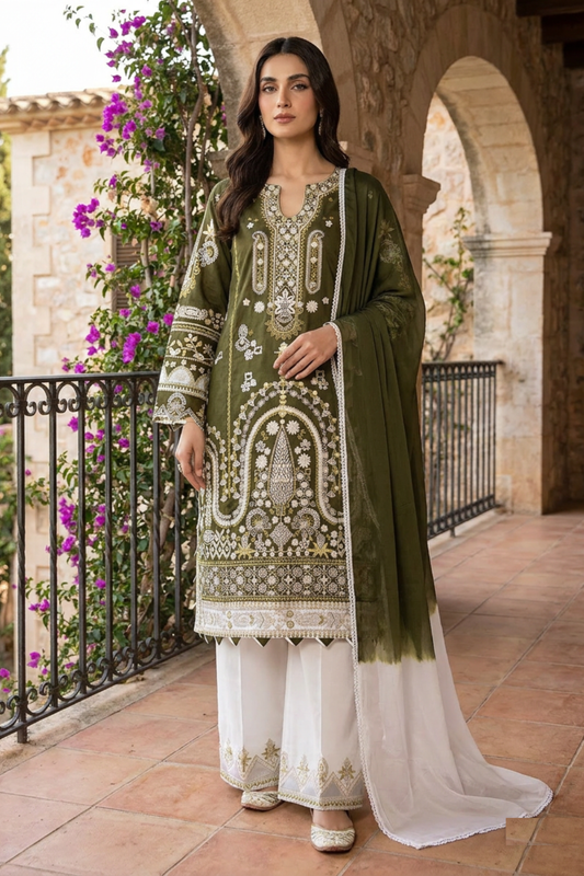Motif Embroidered Jacquard Suit-018
