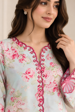 Motif Printed Lawn Suit-008