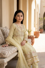 Motif Girls Organza Embroidered Suit-696