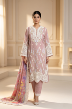 Motif Embroidered Cotton Suit-1835