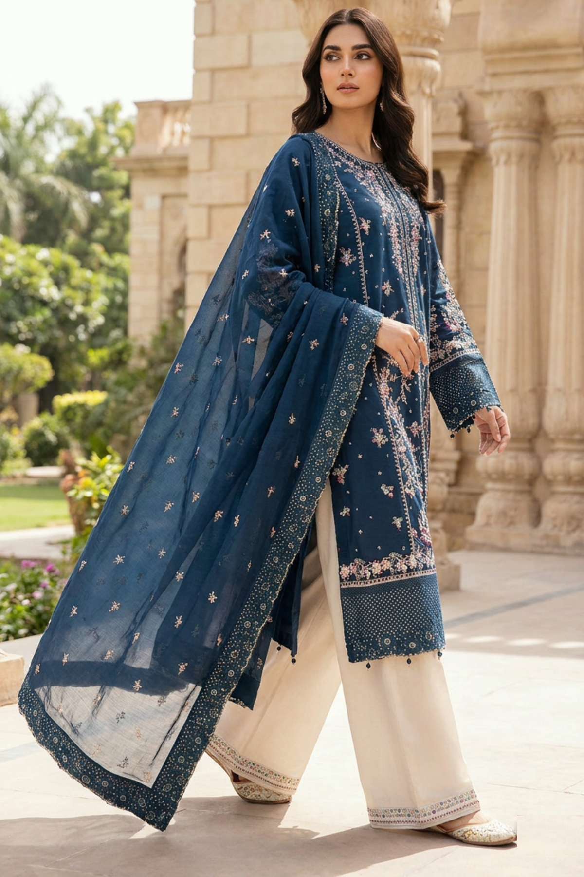 Motif Embroidered Lawn Suit-1820