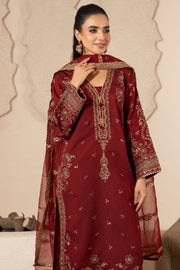 Motif Embroidered Raw Silk Suit-4088