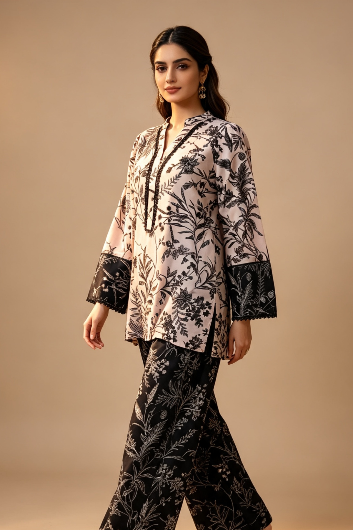 Motif Lawn Printed Co-ord Set-012