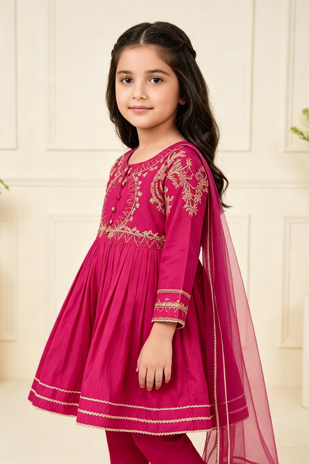 Motif Girls Printed Cotton Suit-728