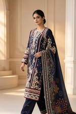 Motif Embroidered Cotton Suit-1836