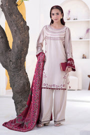 Motif Cotail Linen Embroidered Suit-052