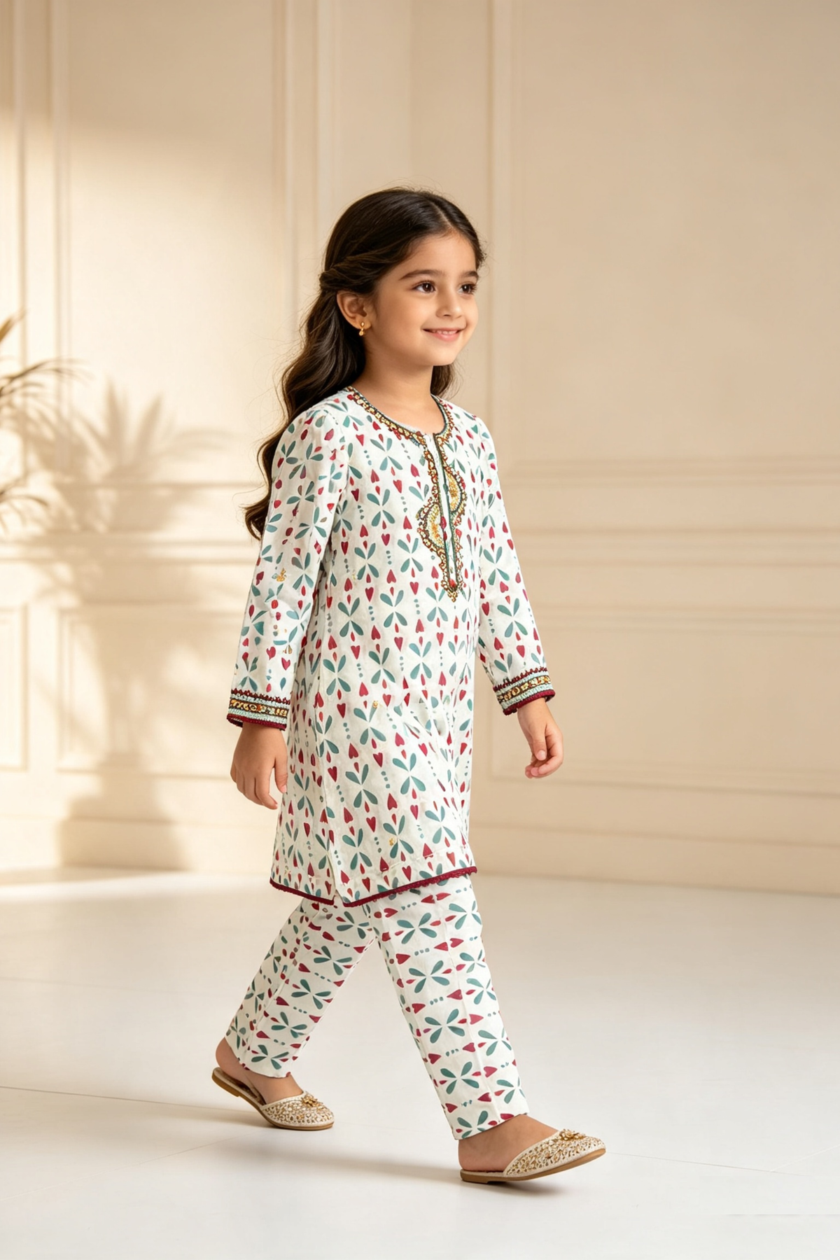 Motif Girls Printed Cambric Suit-084
