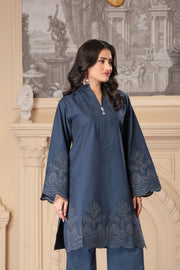 Motif Denim Embroidered Co-Ord Set