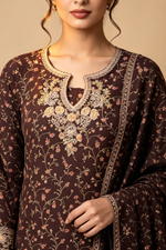Motif Lawn Embroidered Suit-4126