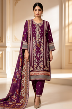 Motif Embroidered Cotton Suit-1840
