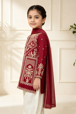 Motif Girls Printed Viscose Suit-756