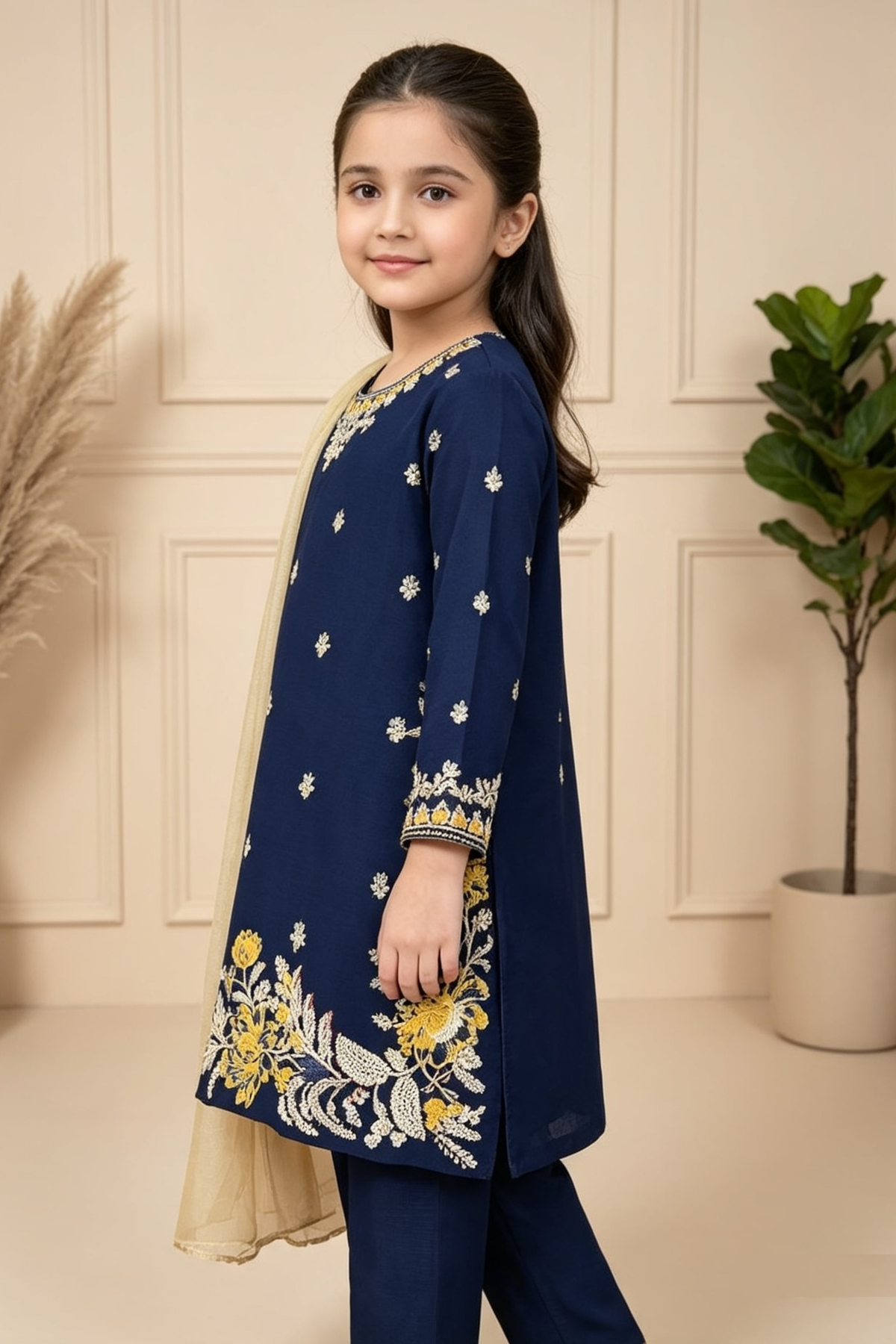 Motif Girls Printed Chiffon Suit-041