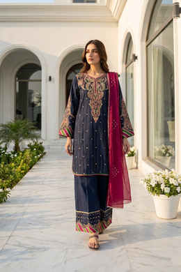 Motif Embroidered Mesoori Suit-006