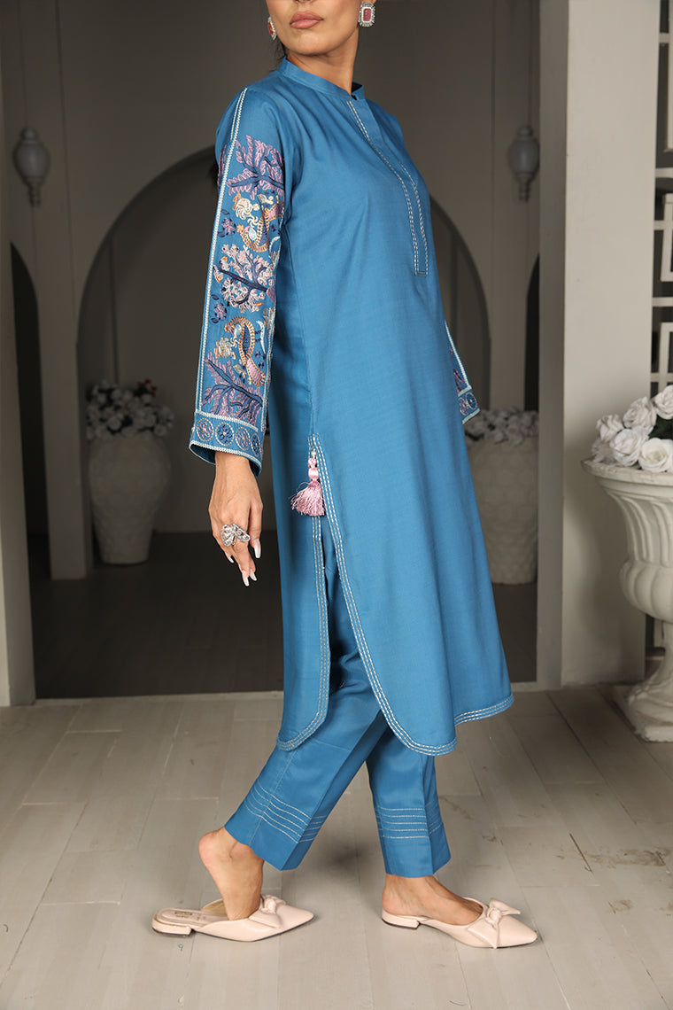 Motif Viscose Embroidered Suit