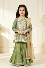 Motif Girls Embroidered Jacquard Suit-730