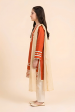 Motif Girls Embroidered Raw Silk Suit-735