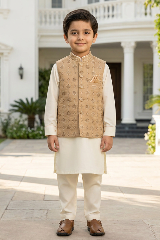 Motif Boys Waistcoat Suit-3660