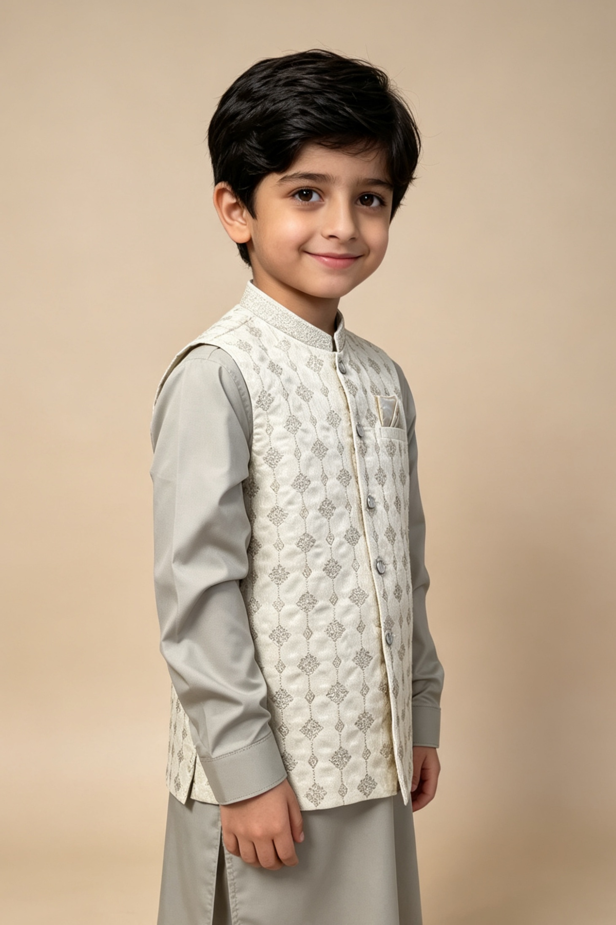 Motif Boys Waistcoat Suit-3657
