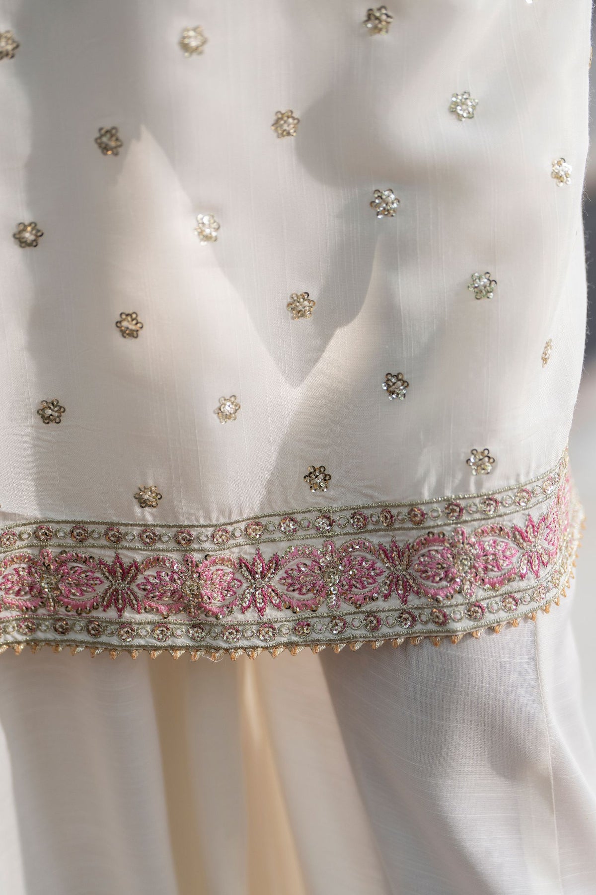 Motif Girls Embroidered Silk Suit-710