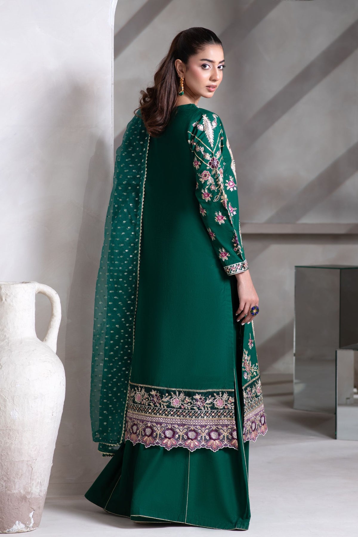 Motif Cambric Embroidered Suit-019