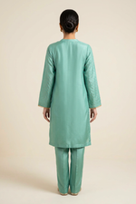 Motif Tissue Silk Embroidered Suit-240