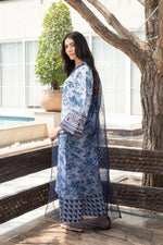 Motif Printed Embroidered Cambric Suit-052