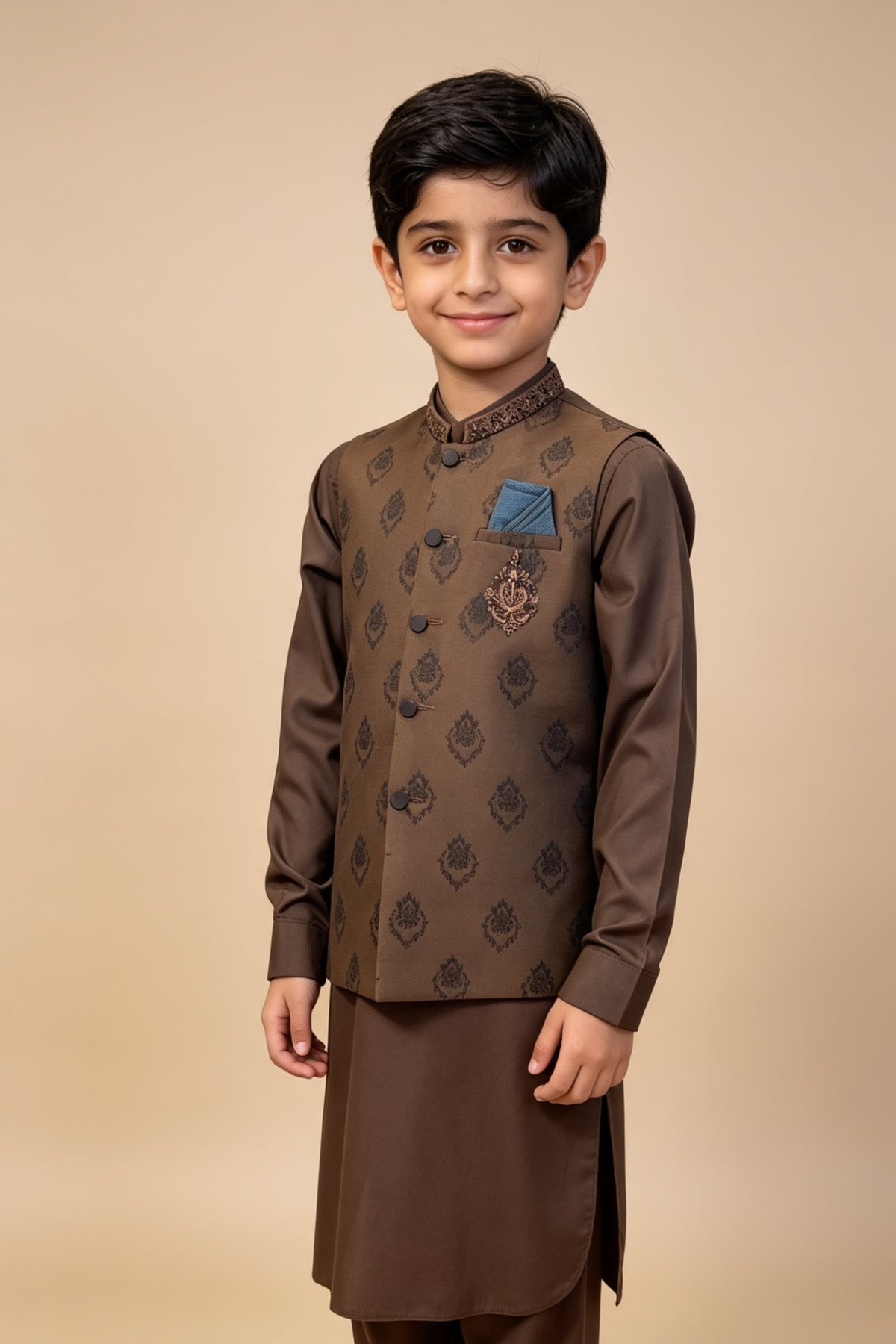 Motif Boys Waistcoat Suit-3426