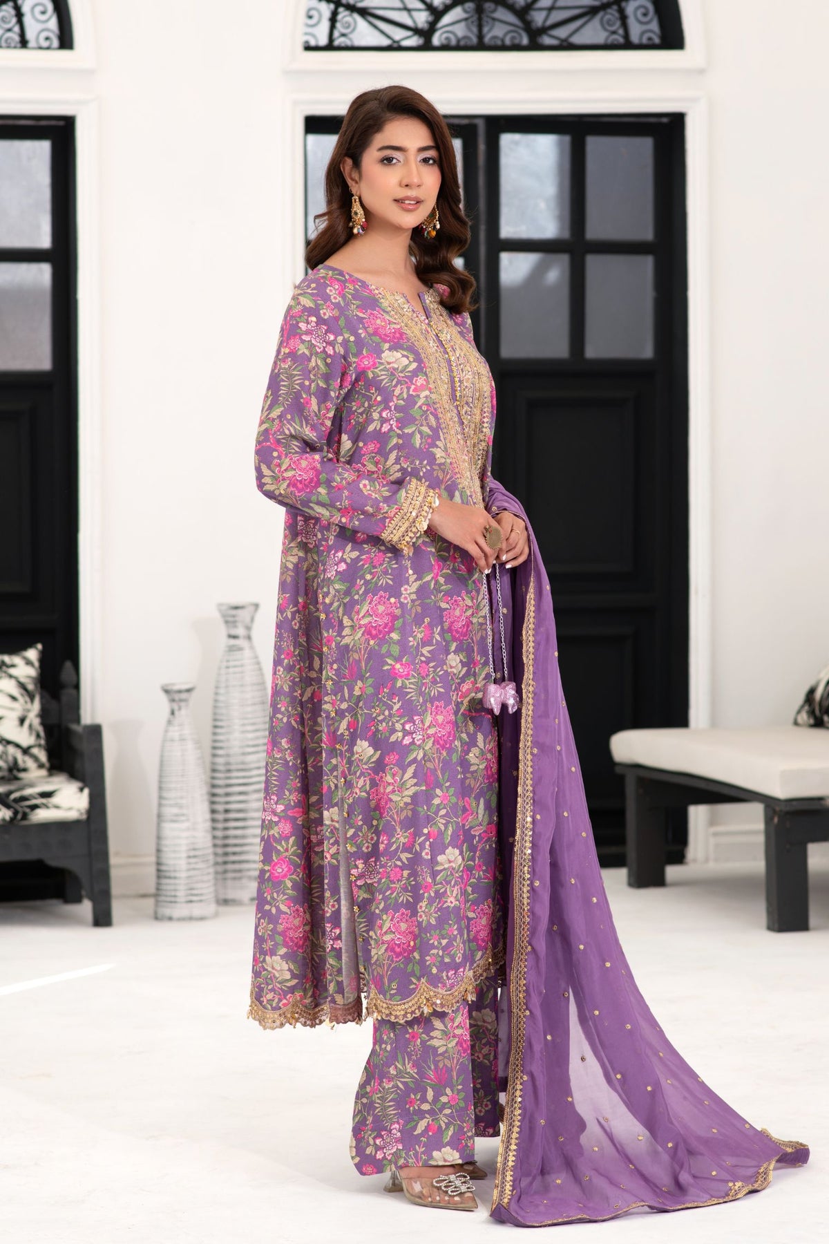 Motif Karandi Printed Embroidered Suit-058
