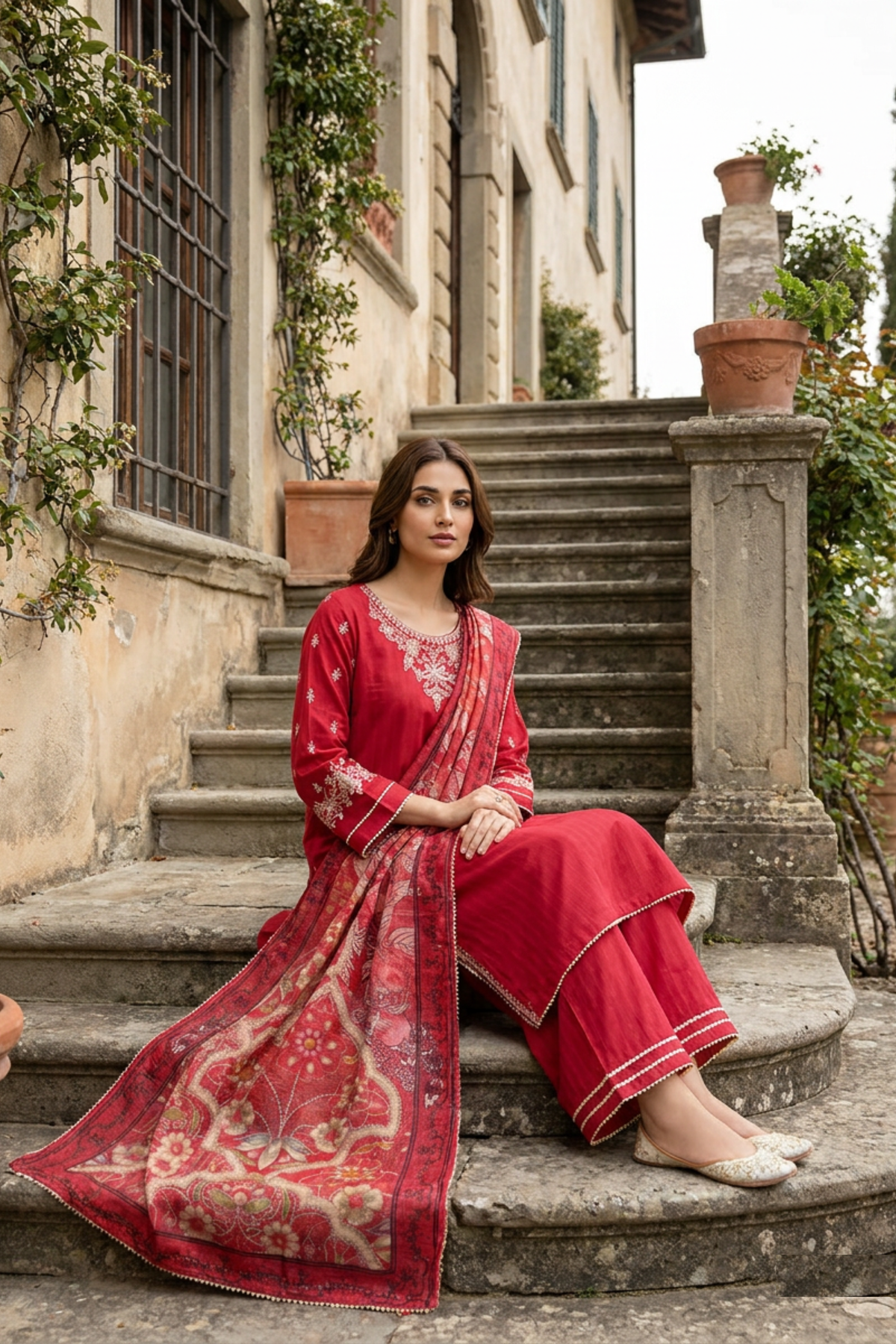 Motif Embroidered Katpana Suit-4029