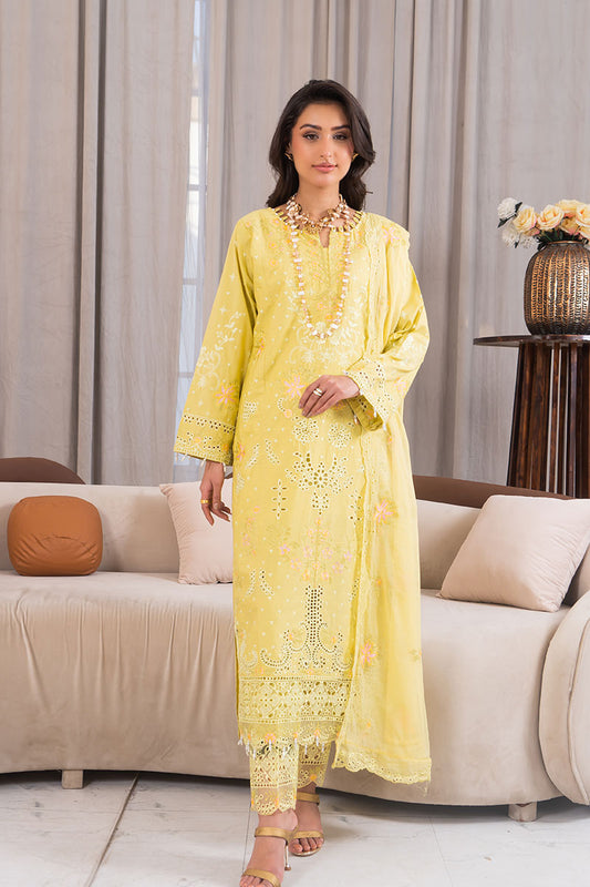 Motif Cambric Embroidered Suit-3865