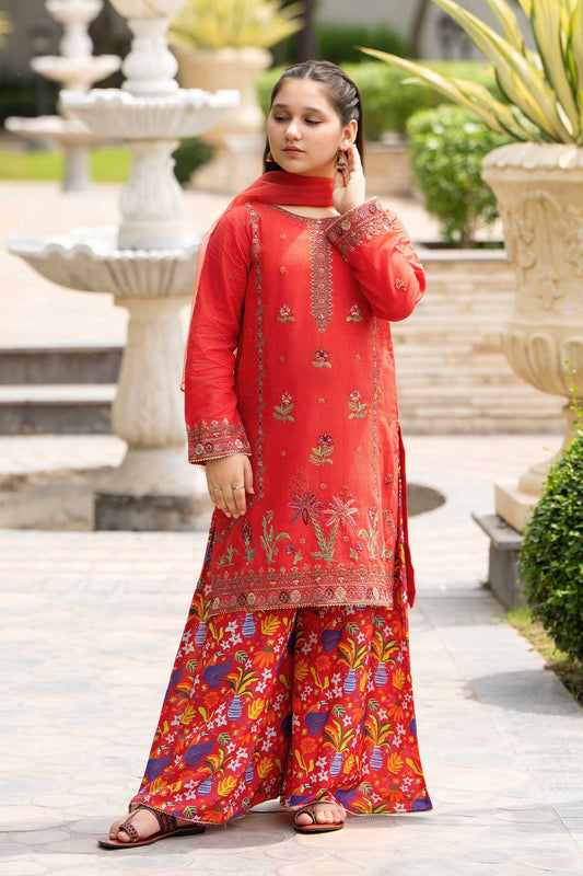 Motif Girls Embroidered Suit-024
