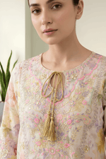 Motif PolyLawn Printed Embroidered Suit-4145