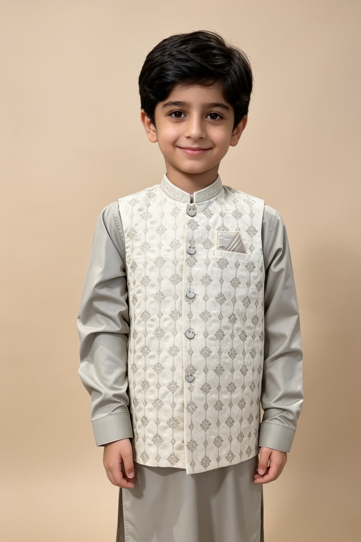 Motif Boys Waistcoat Suit-3657