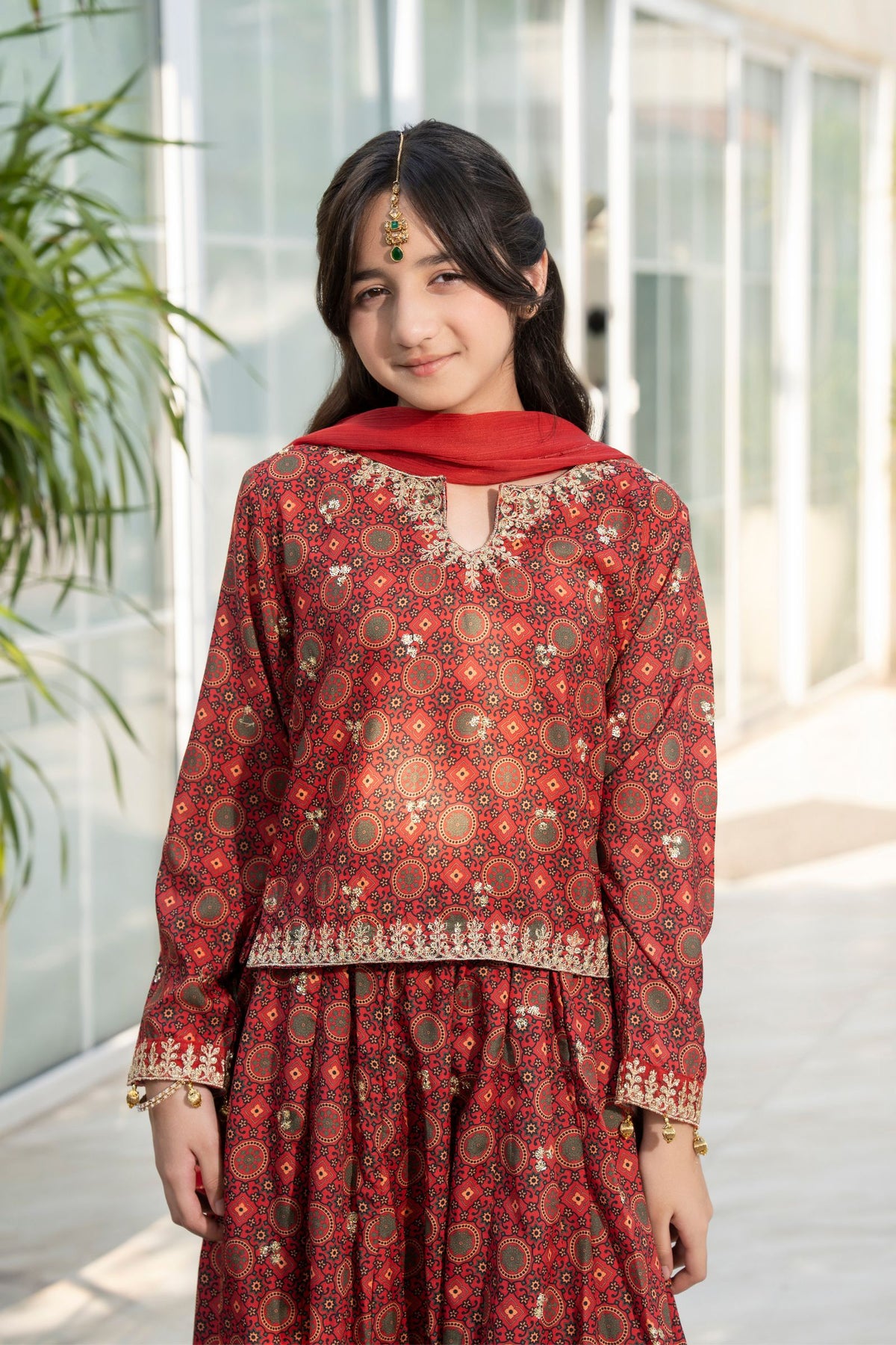 Motif Girls Poly Lawn Embroidered Suit-705