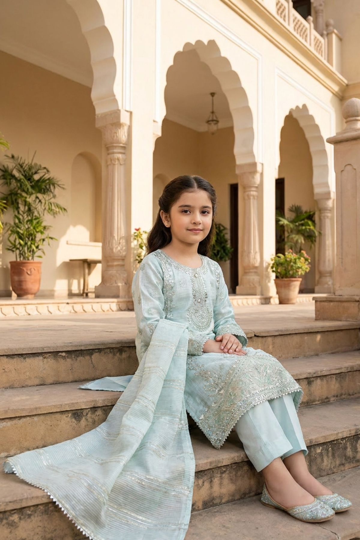 Motif Girls Embroidered Munar Suit-719