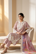 Motif Embroidered Cotton Suit-1835