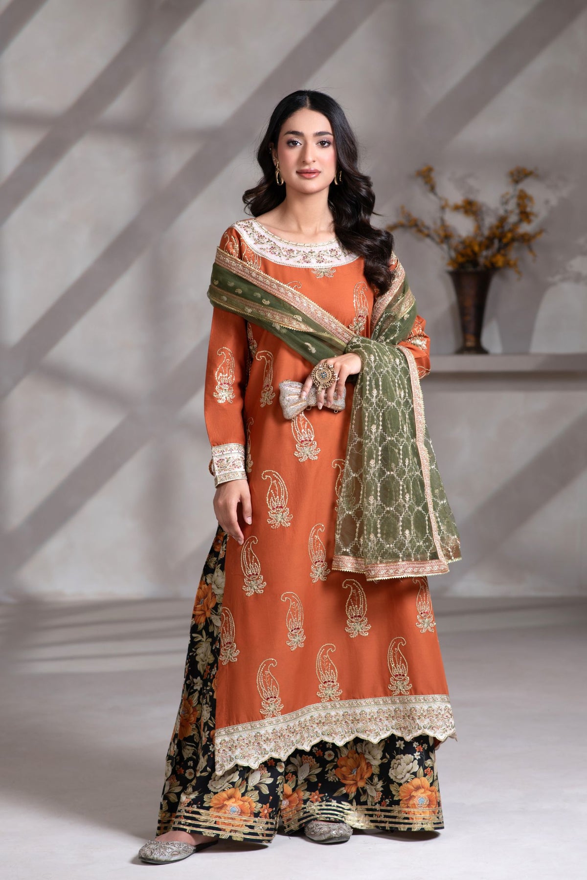 Motif Cambric Embroidered Suit-013