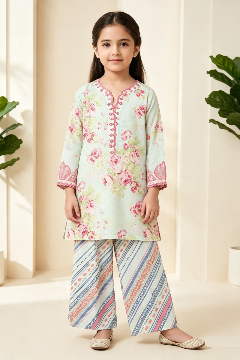Motif Girls Printed Cambric Suit-069