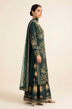 Motif Raw Silk Embroidered Suit-4258