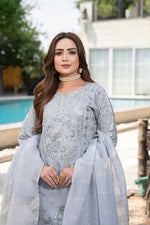 Motif Cotton Silk Embroidered Suit-4063