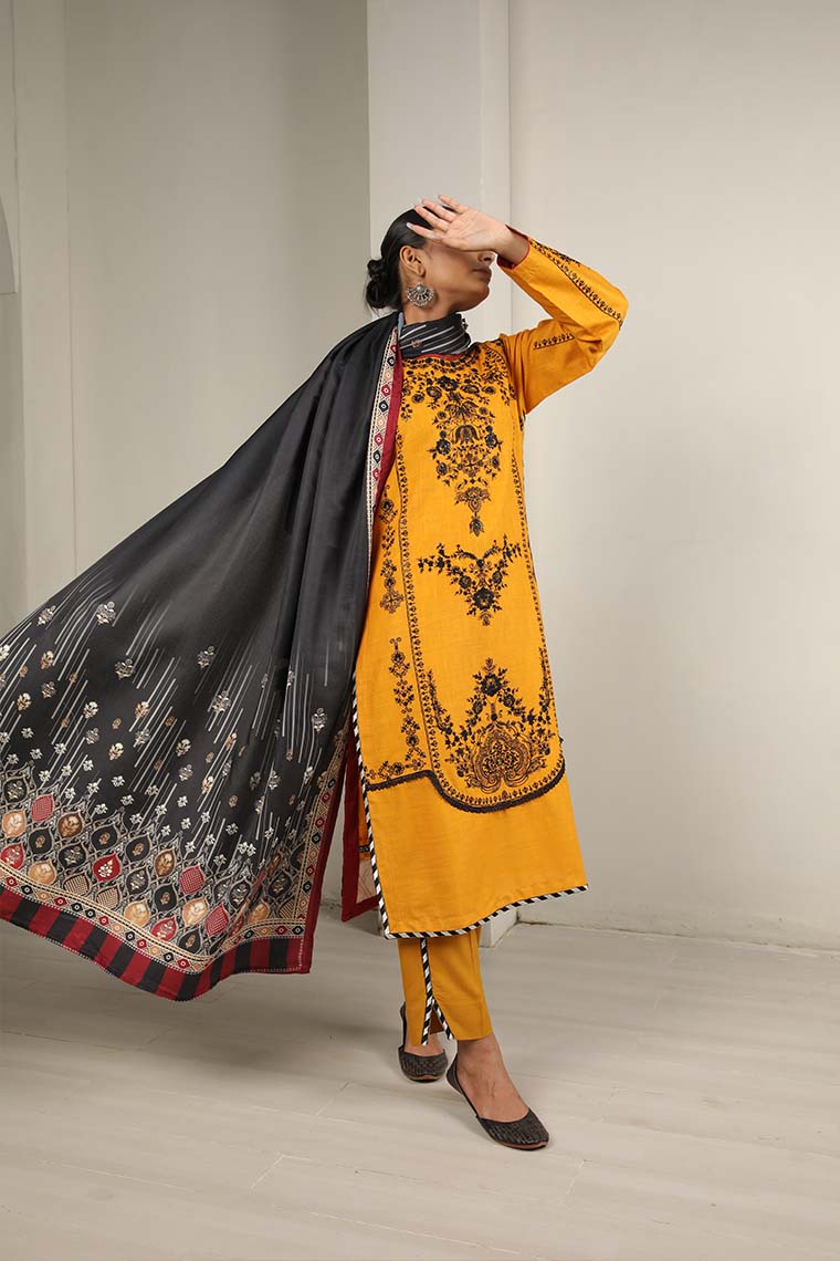 Motif Khaddar Embroidered Suit