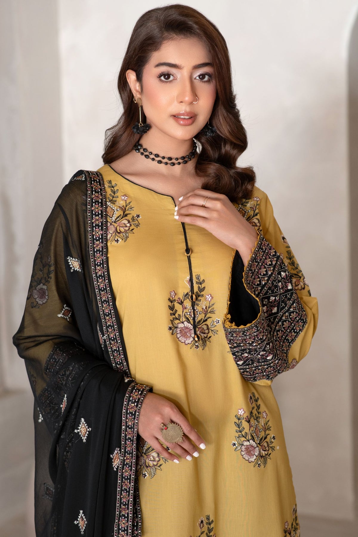Motif Cambric Embroidered Suit-007