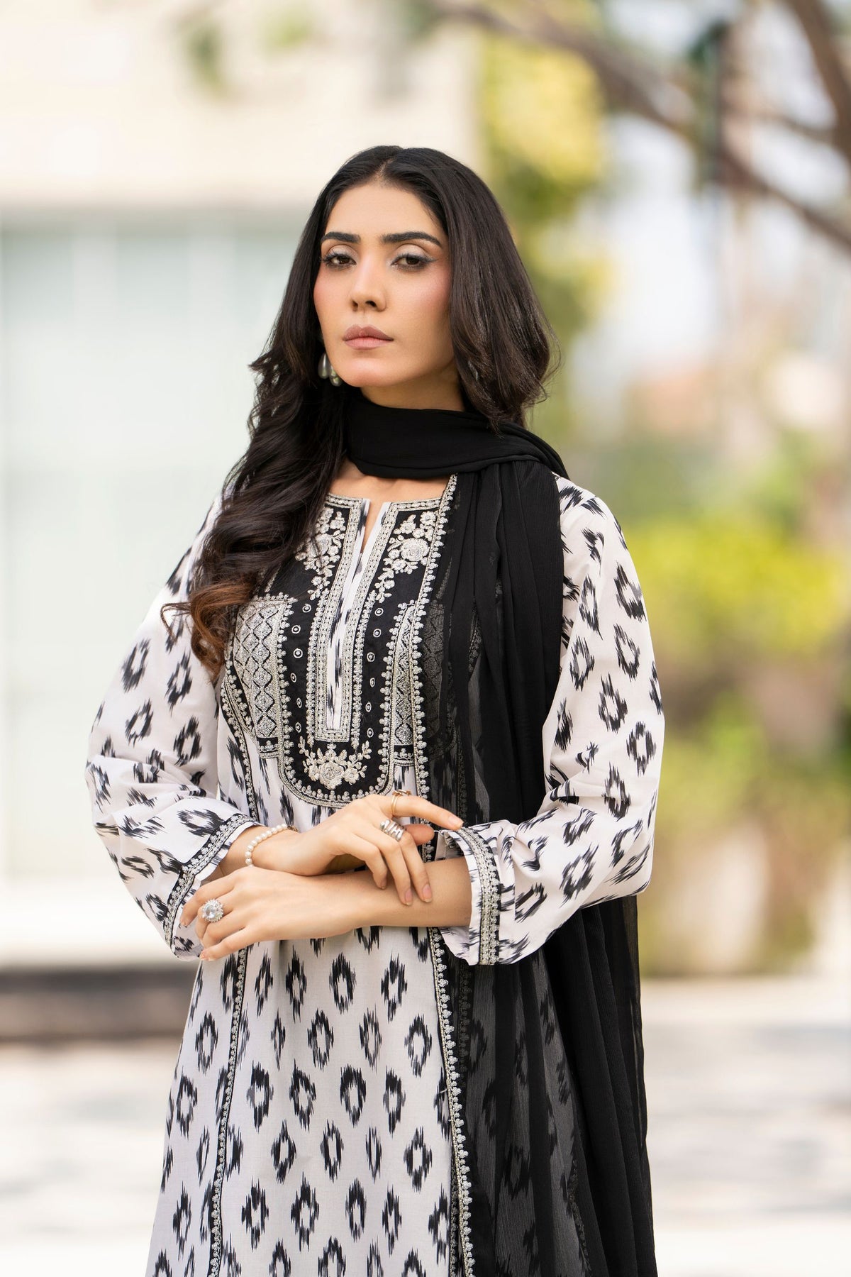 Motif Cambric Embroidered Suit-105