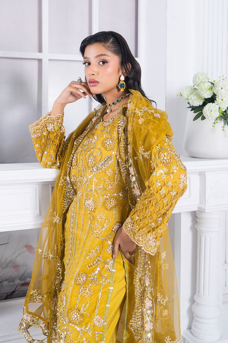 Motif Organza Embroidered Suit-361