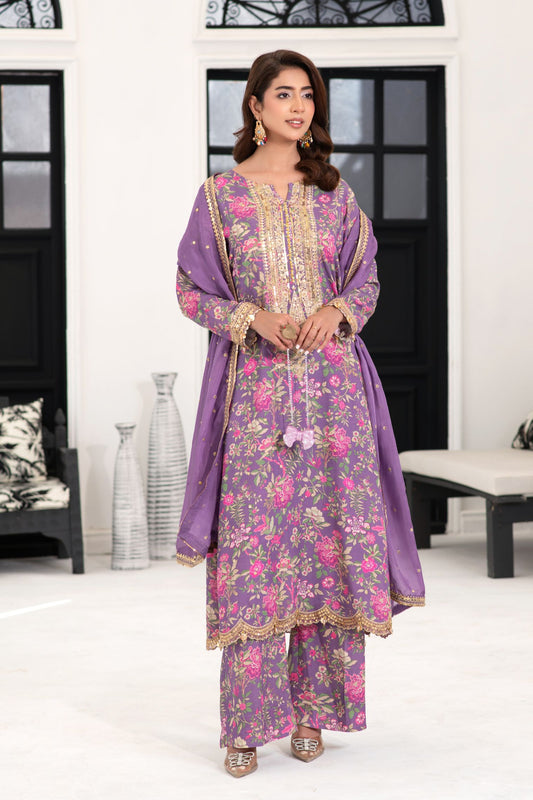 Motif Karandi Printed Embroidered Suit-058