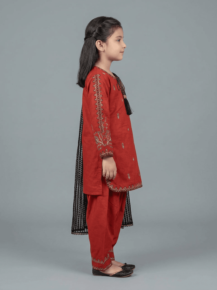 Motif Kids Embroidered Suit-26402